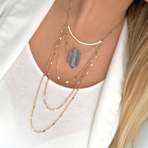 Express Jewelry - Express gold layered triple stone necklace